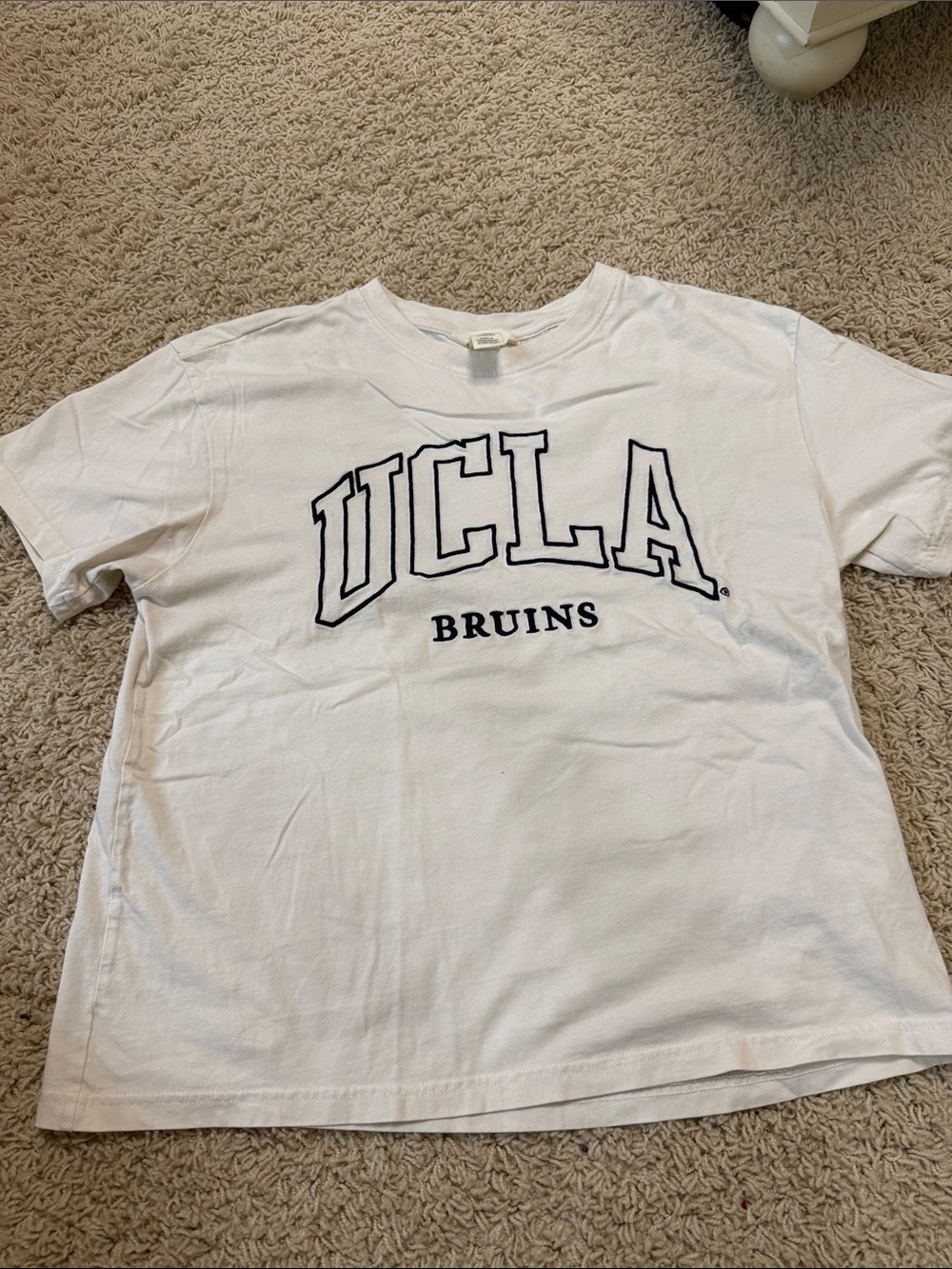 H&M White Tee with Navy Embroidered Detail